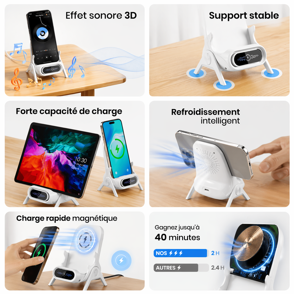 Support de Charge Sans Fil 3-en-1