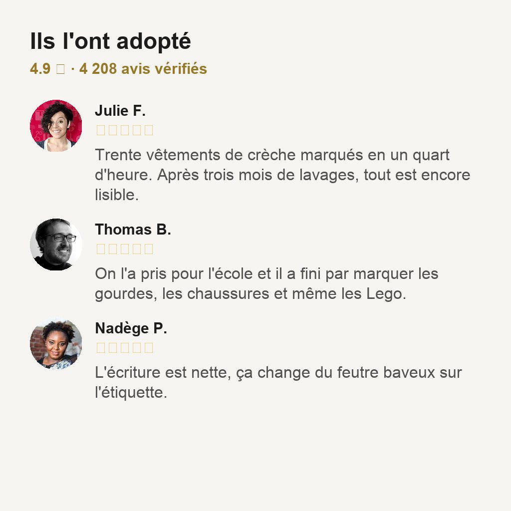 Tampon Nominatif Personnalisé pour Vêtements