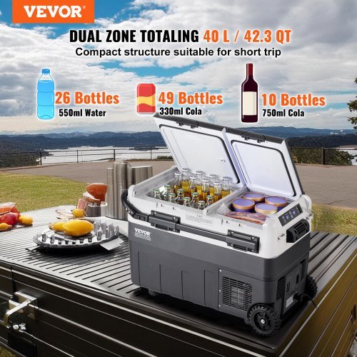 Glacière Électrique de Voiture 40L – Réfrigérateur Compresseur 12V/24V, -20°C à 20°C