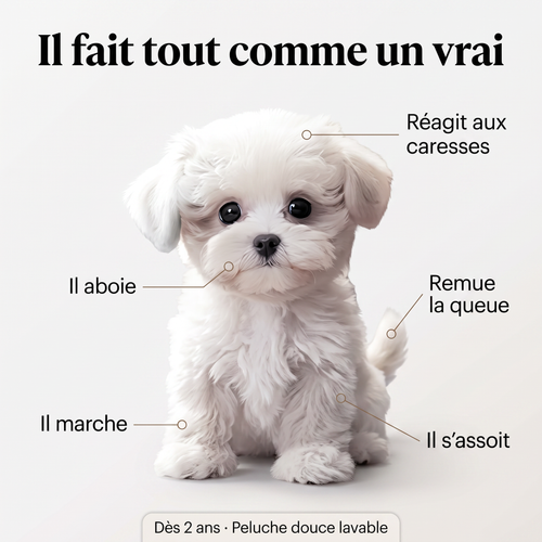 Chiot Robot Réaliste — Il marche, aboie et fait des câlins
