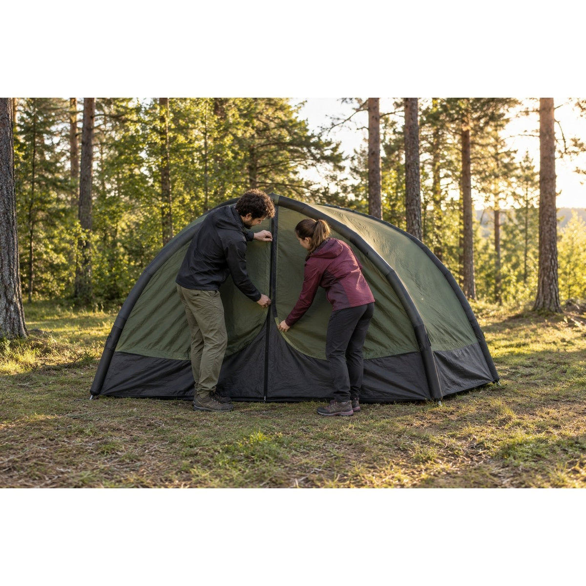 Tente de Camping Autogonflante 4 Personnes, Montée en 60 Secondes