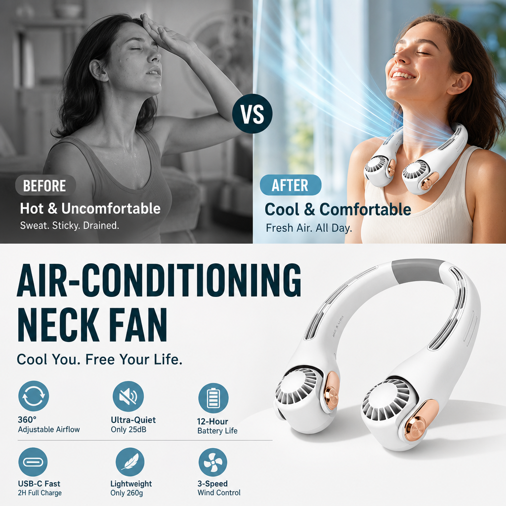Ventilateur de Cou Mains Libres 360°
