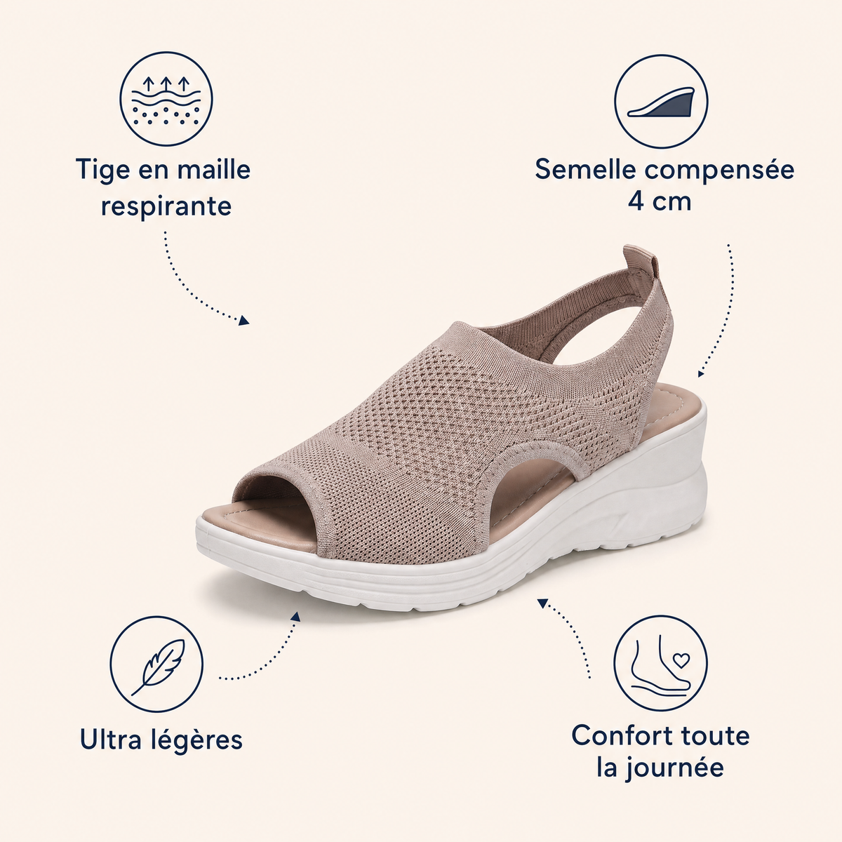 Sandales Compensées en Tricot Respirant