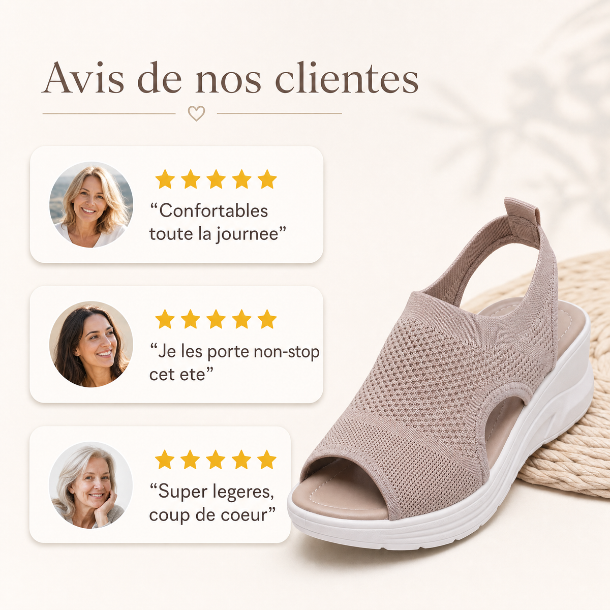 Sandales Compensées en Tricot Respirant