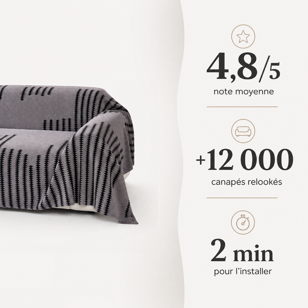 Housse de Canapé en Peluche Antidérapante