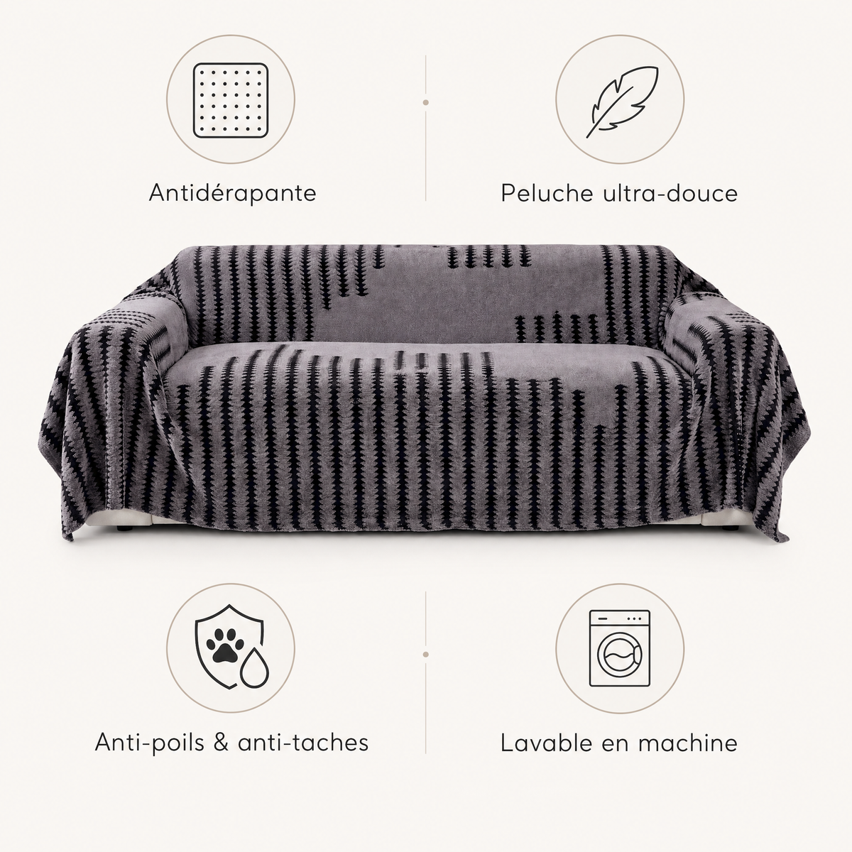 Housse de Canapé en Peluche Antidérapante