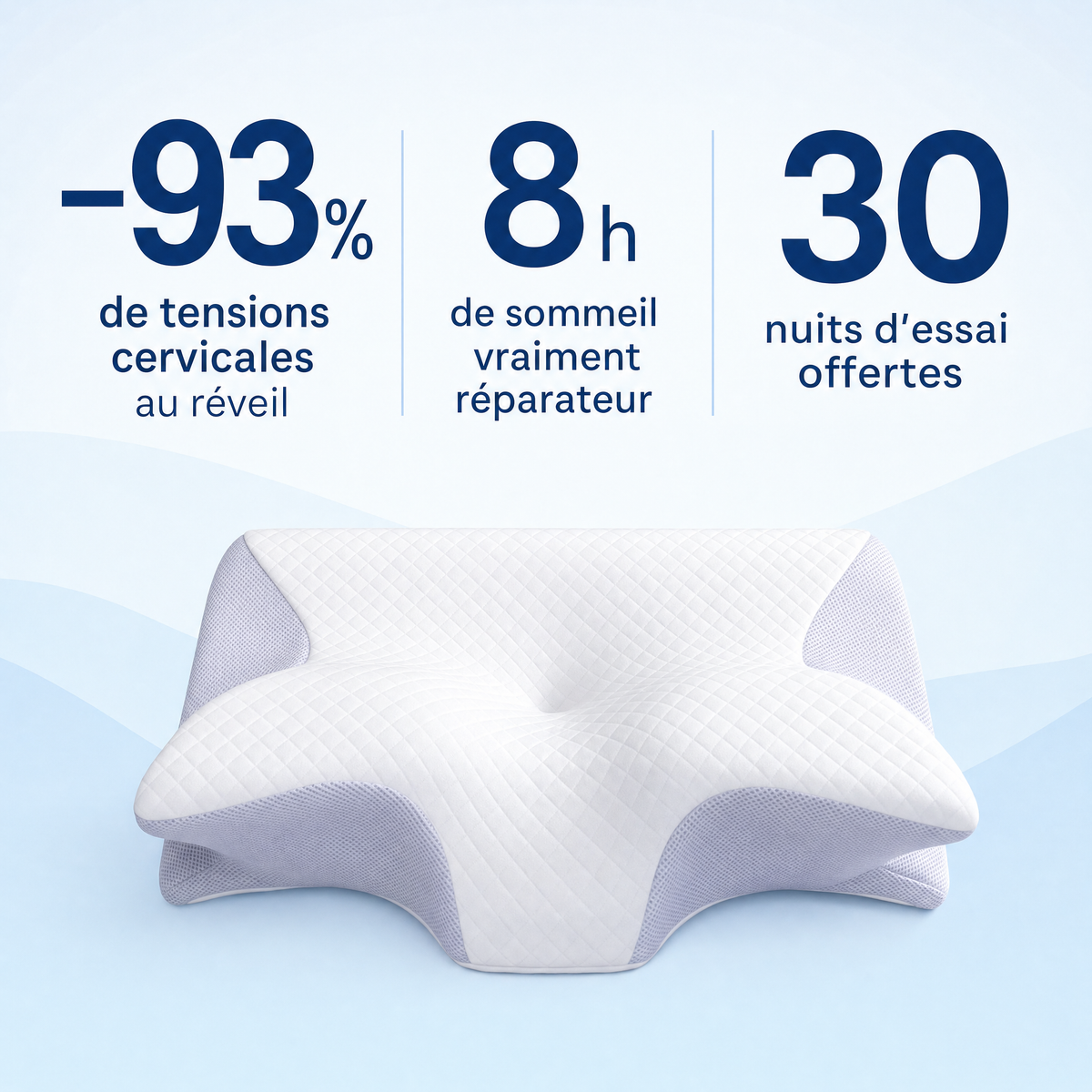 Oreiller Ergonomique — Mémoire de Forme Cervical