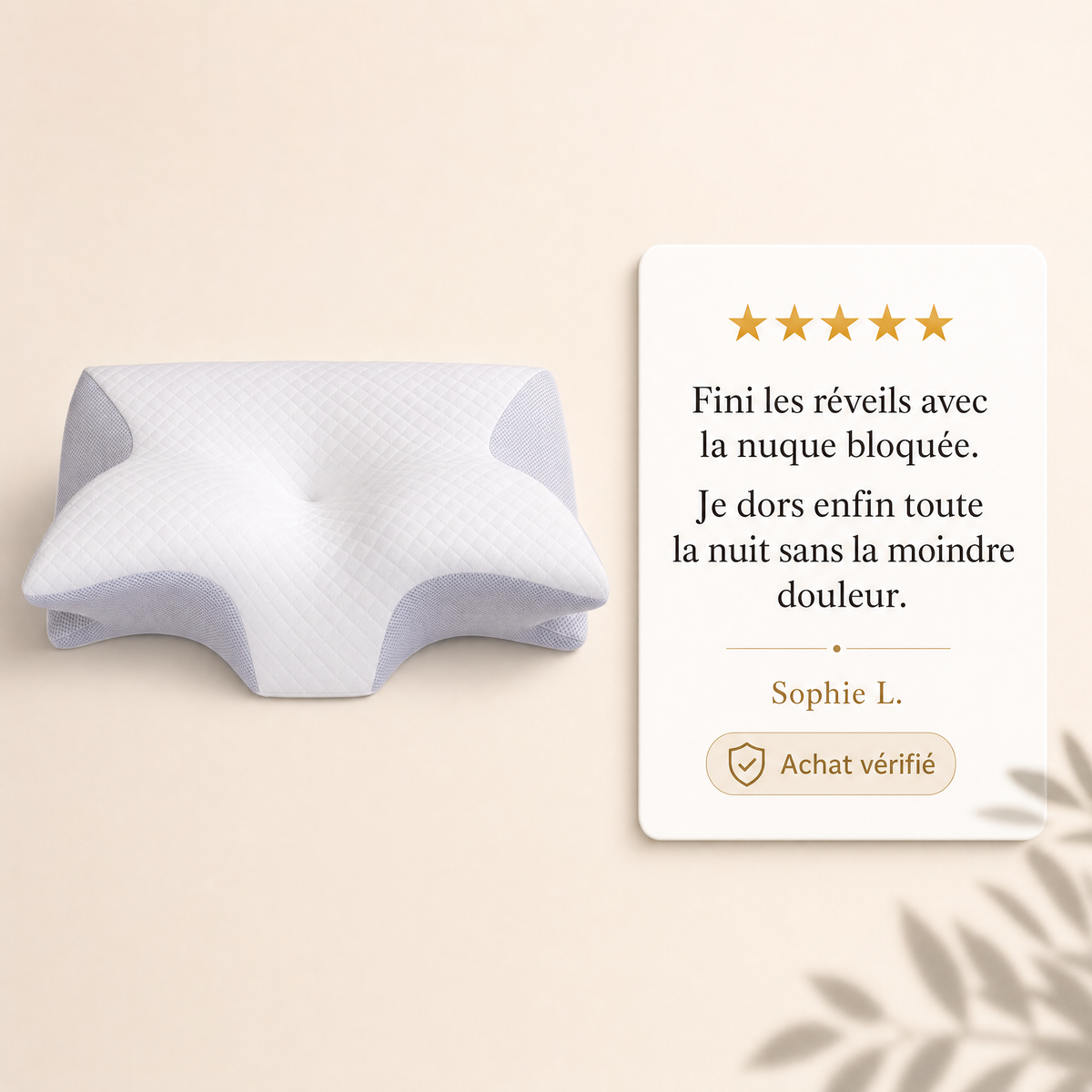 Oreiller Ergonomique — Mémoire de Forme Cervical
