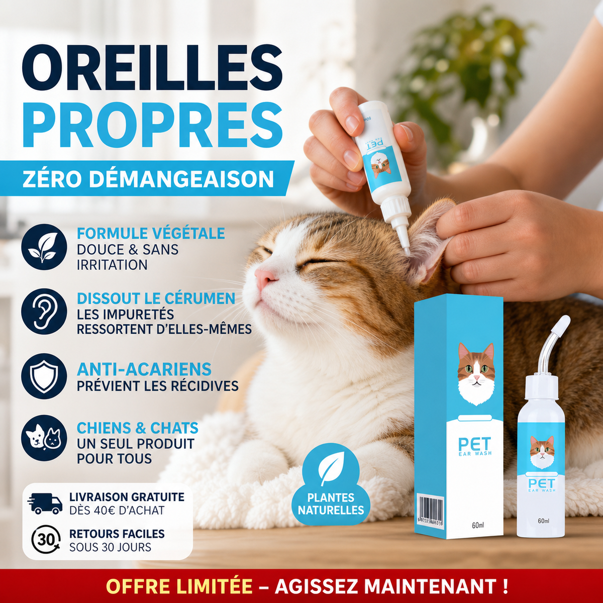 Nettoyant Auriculaire Apaisant Chiens & Chats