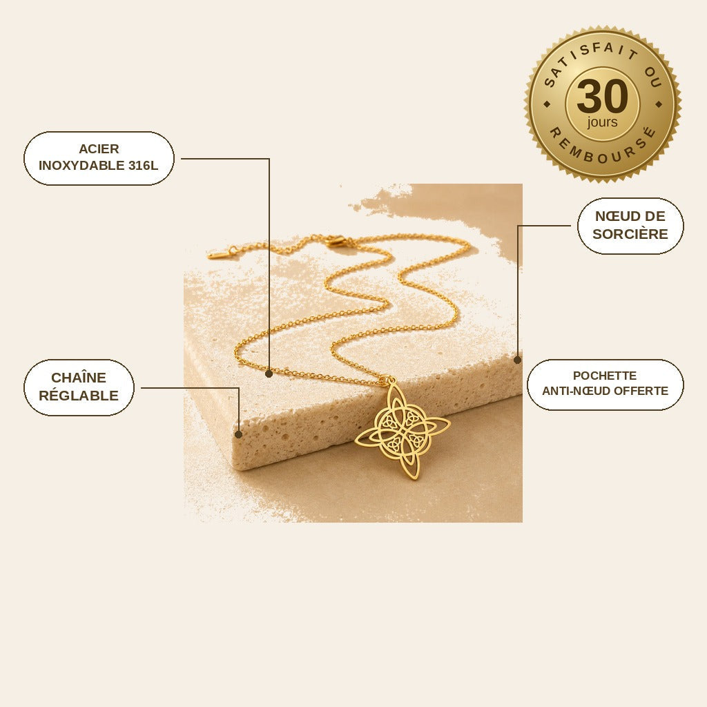 Pendentif Nœud de Sorcière – Protection en Acier Inoxydable
