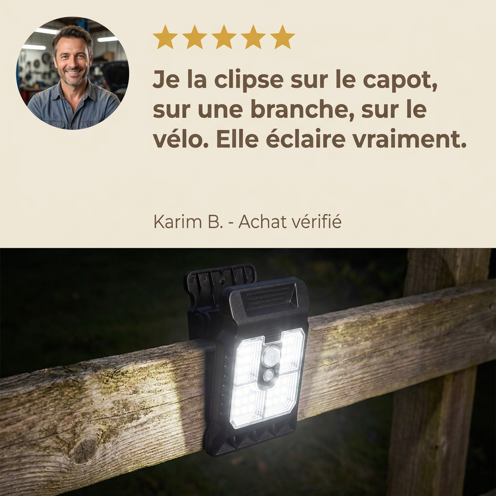 Lampe Solaire à Pince + Détecteur
