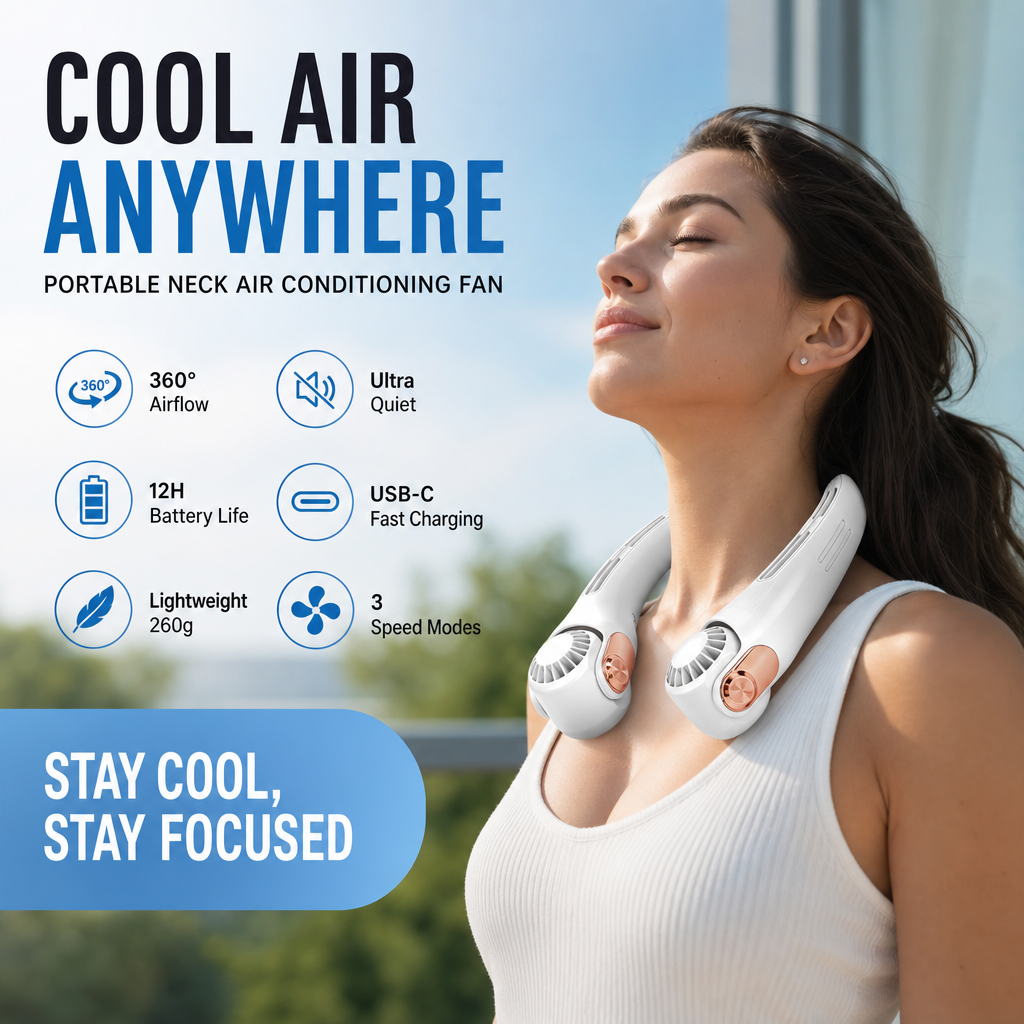 Ventilateur de Cou Mains Libres 360°