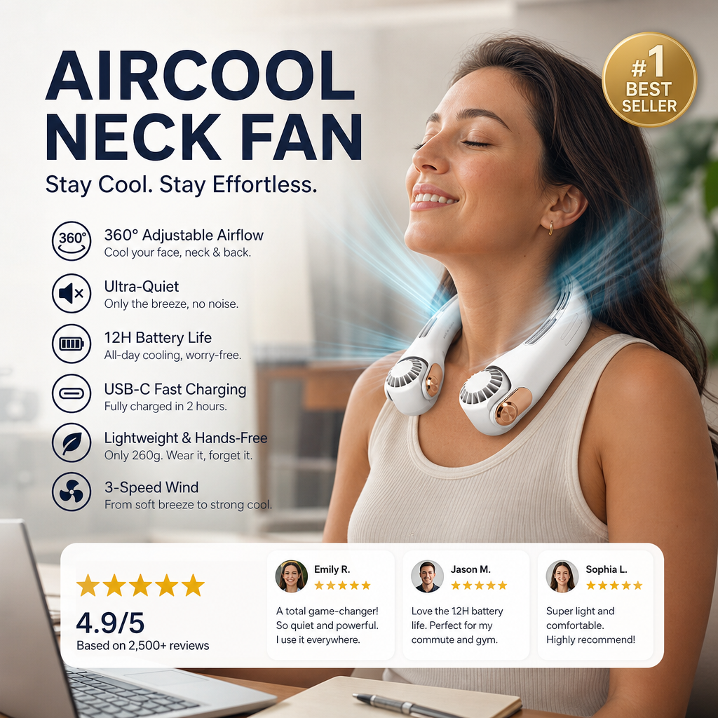 Ventilateur de Cou Mains Libres 360°