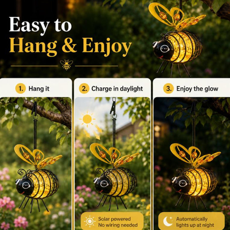Lanterne Abeille Solaire Suspendue