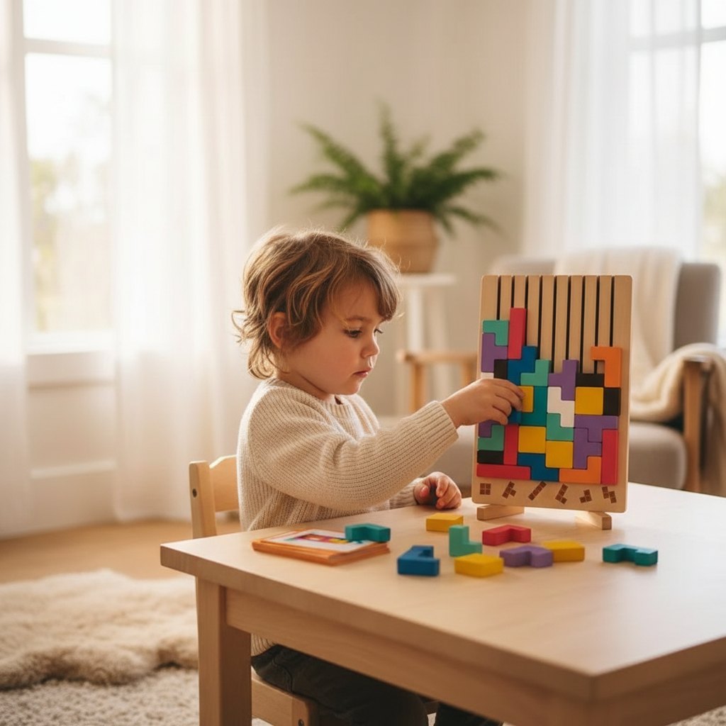 Tetris en Bois Montessori + Cartes-Défis